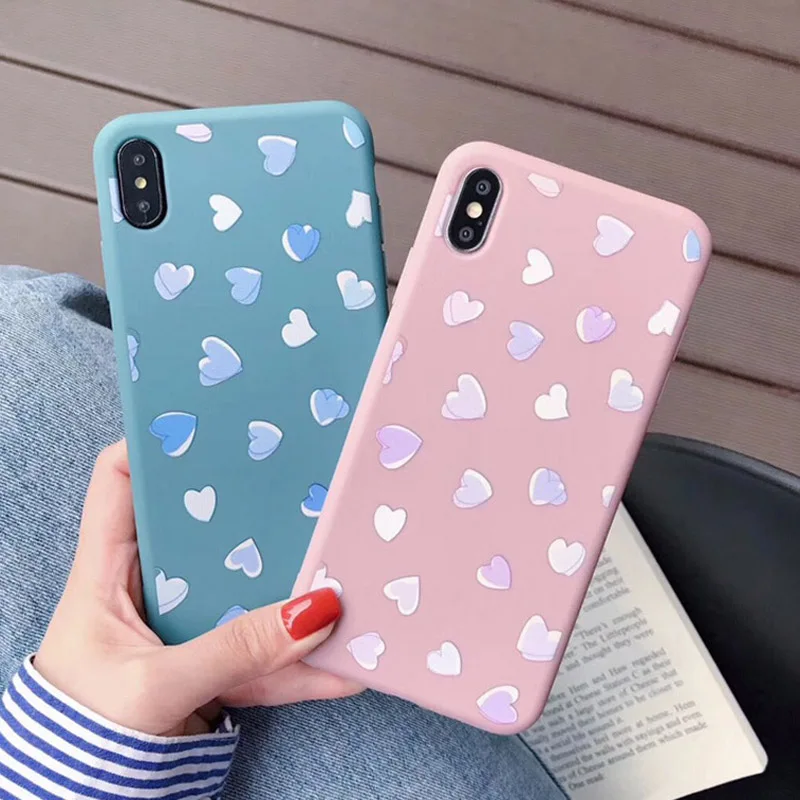 Чехол для телефона USLION Love Heart iPhone X XS XR Xs Max мягкий силиконовый чехол из ТПУ ярких