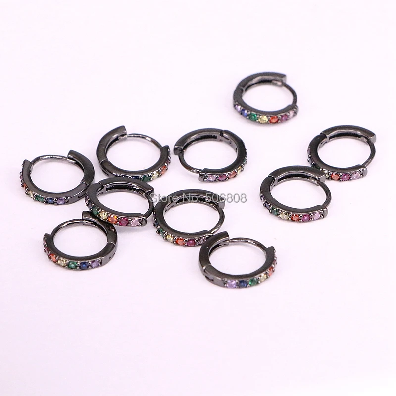 Женские круглые серьги-кольца ZYZ-0078 с разноцветными кристаллами CZ