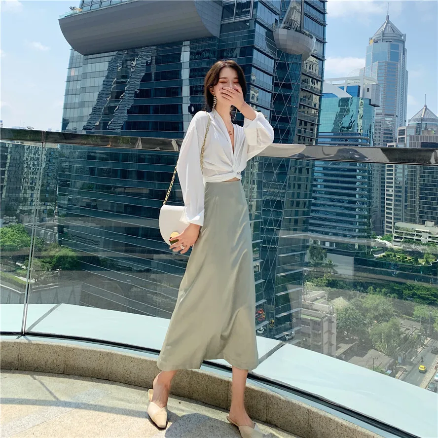Юбка с длинными рукавами в Корейском стиле сезон весна лето женская шифоновая