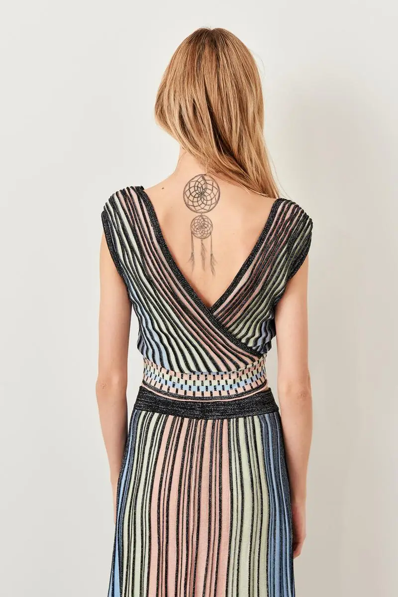 Trendyol Multicolour Silvery Ribbed Summer Knitwear Bluz TCLSS19DU0034 |