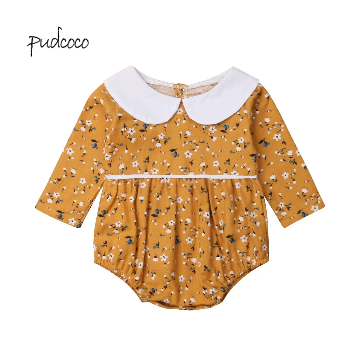 Новый бренд Pudcoco Модный комбинезон с длинным рукавом и цветочным принтом для