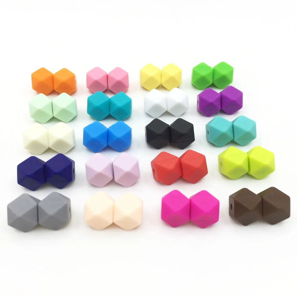 

11mm-13mm-17mm Mini Hexagon silicone beads Baby Teether BPA Free DIY Necklace Pacifier Chain Baby Teething Care Infant