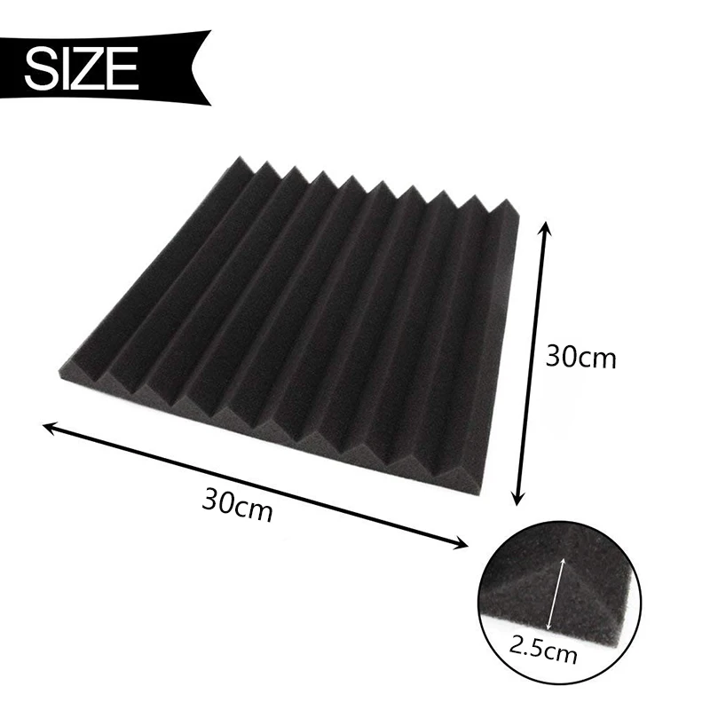 6 Pack Soundproofing Foam Acoustic Sound Treatment Studio Room Absorption Panels Wedges 30x30x2.5cm | Обустройство дома