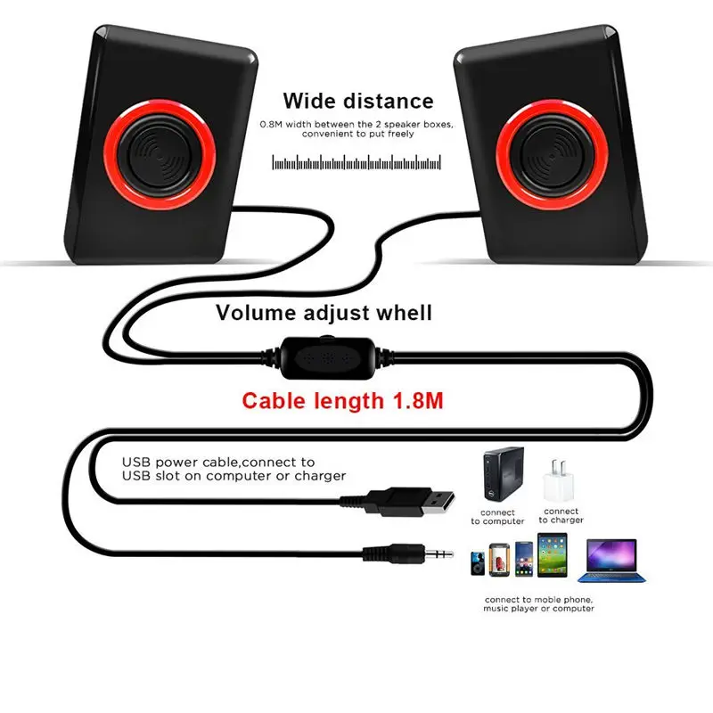 Портативные компьютерные колонки объемного звучания со стерео басами Usb