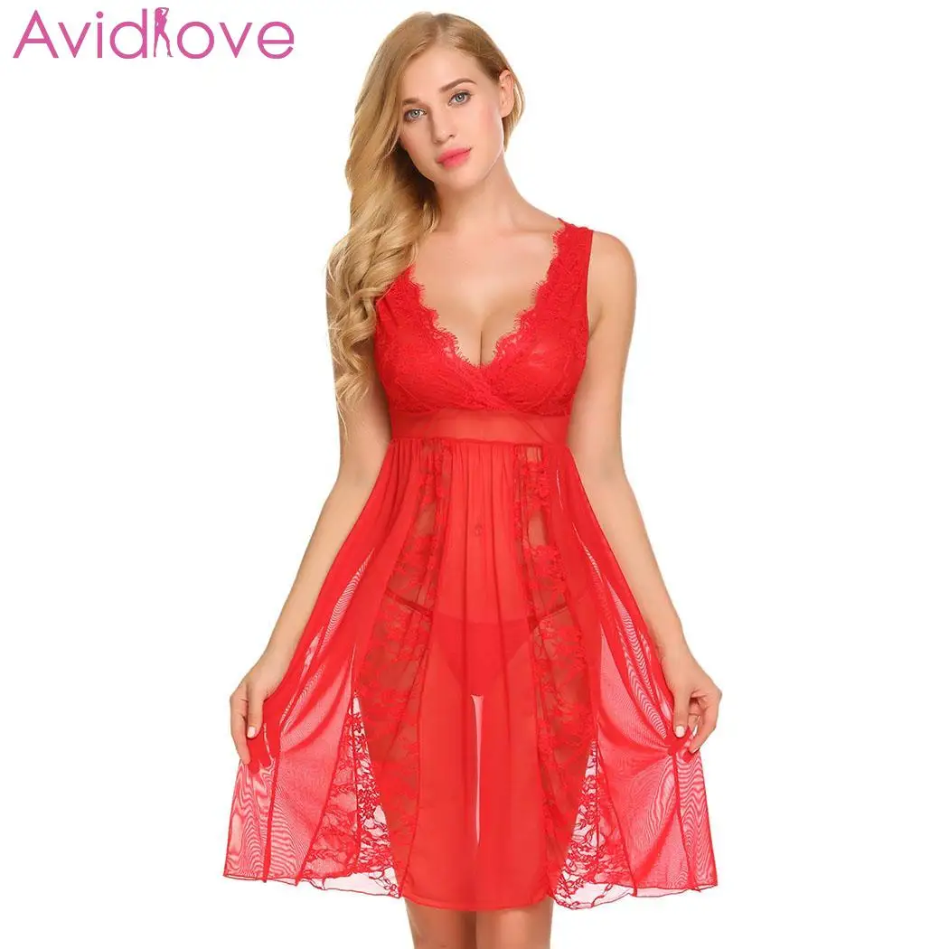 Avidlove сексуальное женское белье ночное нижнее с v-образным вырезом Кружевная
