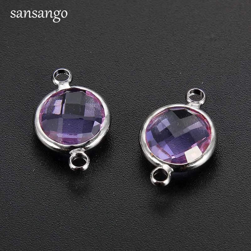 

10pcs Purple Double Side Crystal Murano Faceted Glass Connector For Jewelry Accessories Findings Fit Women DIY Bracelet