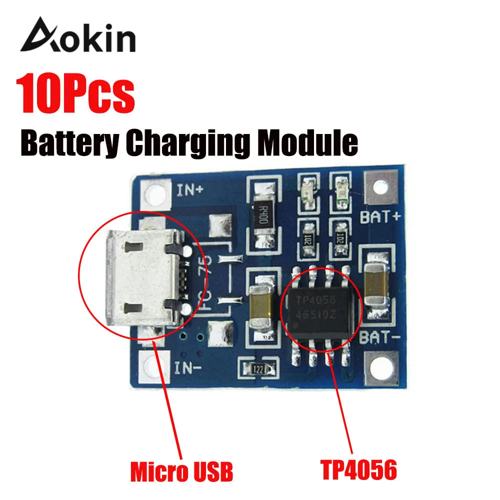 10 шт. зарядная плата для литиевого аккумулятора 5 В 1 А Micro USB 18650 + Двойная функция