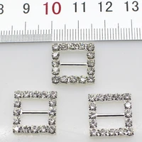 10pcslot 16mm square silver rhinestones buckles metal diamante diy hair accessory wedding decorative ribbon deduction