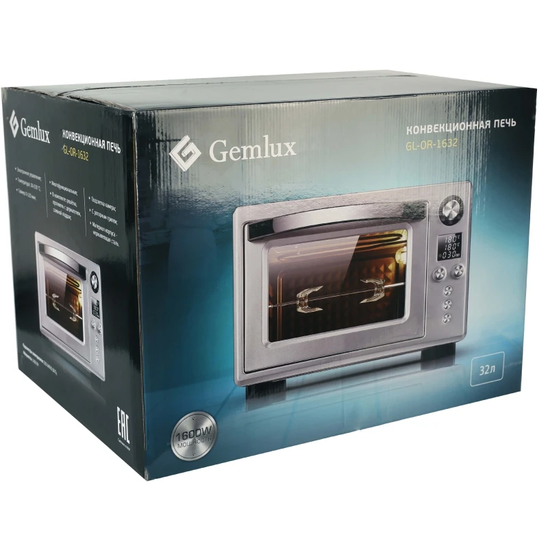 Мини печь GEMLUX GL OR 1632 (мощность 1600 Вт объем 32 л электронное управление корпус из