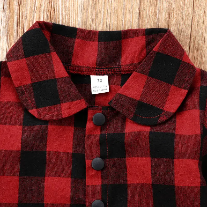 PUDCOCO Newest Newborn Toddler Baby Girls Plaid Long Sleeve Red Bodysuit Autumn Cotton casual Jumpsuit Tops Outfits 0-24M | Мать и