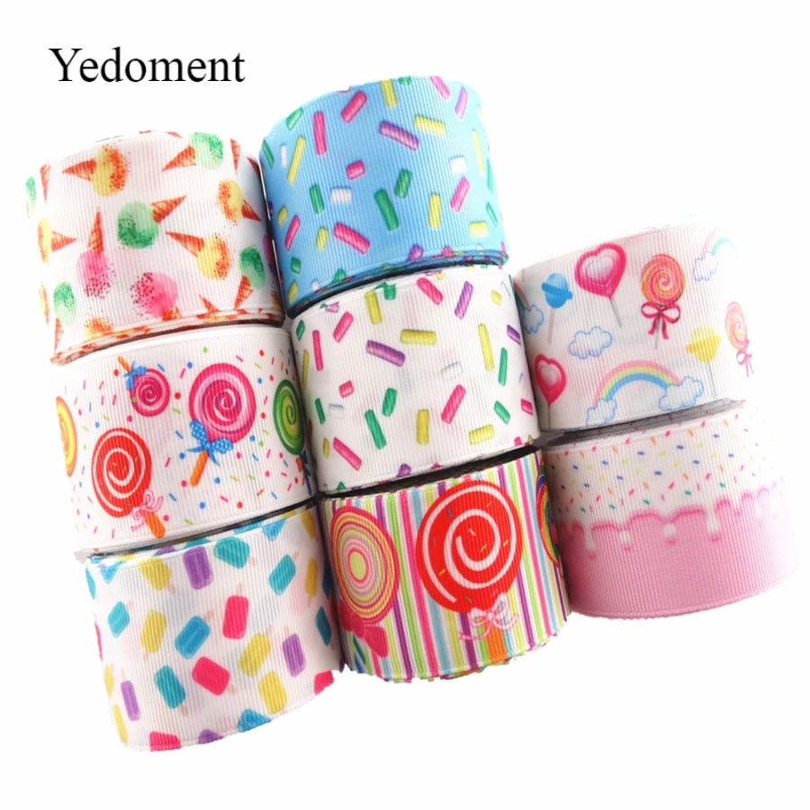 18081808 1-1/2 &quot38 мм 10 ярдов конфеты торт печатных grosgrain ленты DIY волос банты ручной