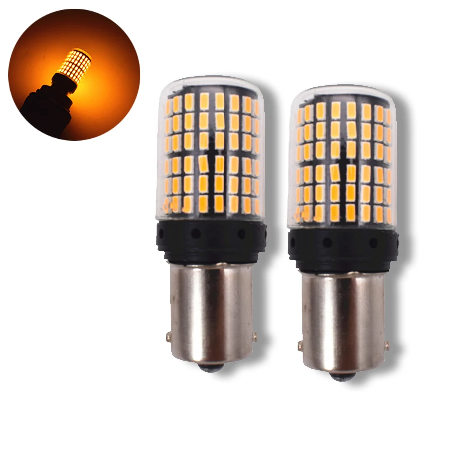 

2x1156 BA15S P21W светодиодсветодиодный лампы указателя поворота янтарные без вспышки CANBUS 144smd