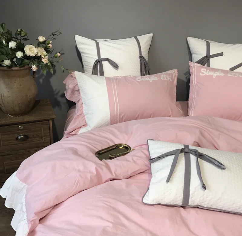 Вышивка кружевной комплект постельного белья Бесплатная доставка 4 шт. японский