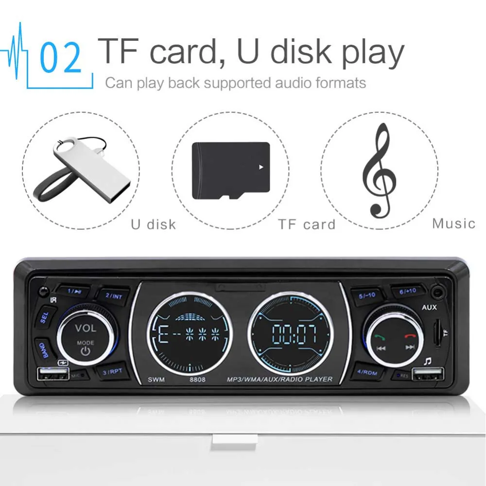 Автомобильный стерео аудио Радио MP3 плеер FM/SD/TF USB AUX вход один 1 Din