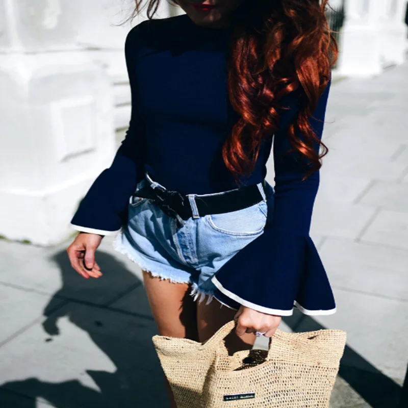 Женская футболка с длинным рукавом Круглый ворот | одежда