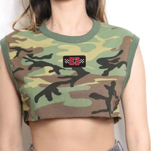 Женский укороченный жилет с камуфляжным принтом Мягкая Повседневная футболка