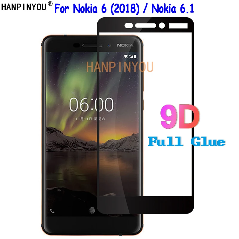 

For Nokia 6 (2018) / 6.1 TA-1016 9D Full Cover Glue Hard Tempered Glass Screen Protector Explosion-proof Protective Film Guard