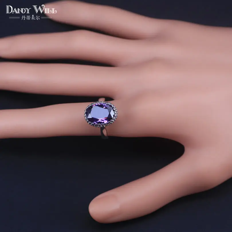 Oval White zircon Purple Crystal Jewelry Set For Women Silver Color Pretty Bracelets/Necklace/Earrings/Ring/Pendants | Украшения и