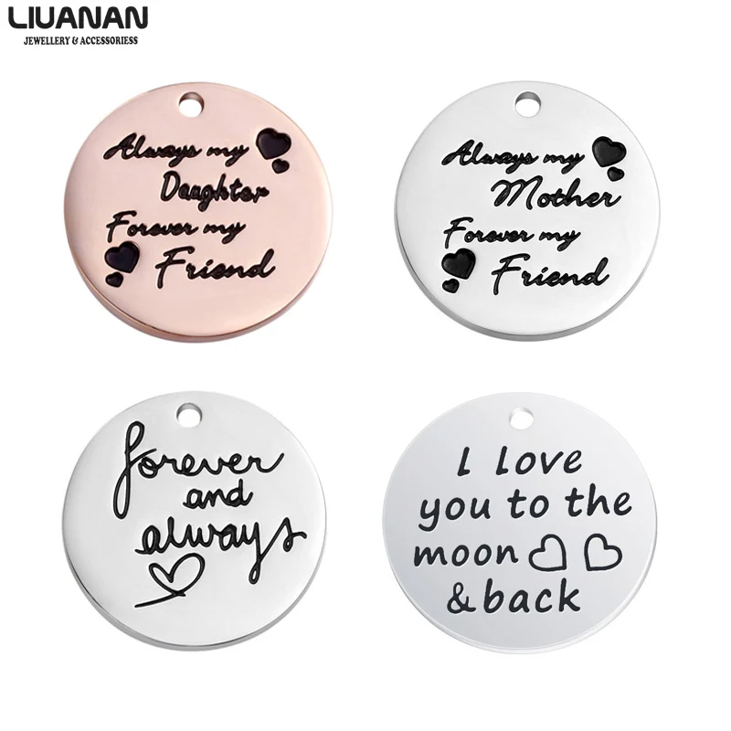 Подвеска с надписью I Love you to the moon and back для мамы кулон love индивидуальный шарм