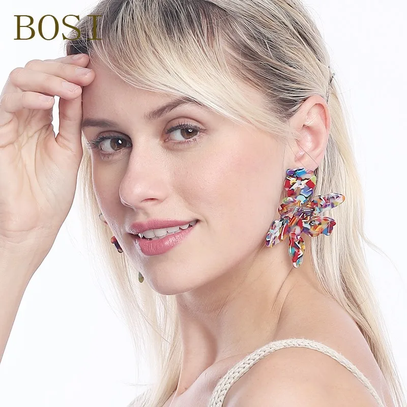 Серьги для женщин Акриловые Boho ацетат Из фионита КАПЛЕВИДНАЯ подвеска с