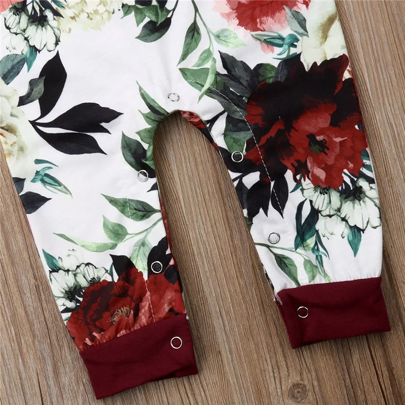 

0-24M Cute Flower Romper Newborn Baby Girls Clothes Long Sleeve Jumpsuit Playsuit Ruffle Cotton Warm Spring Clothing