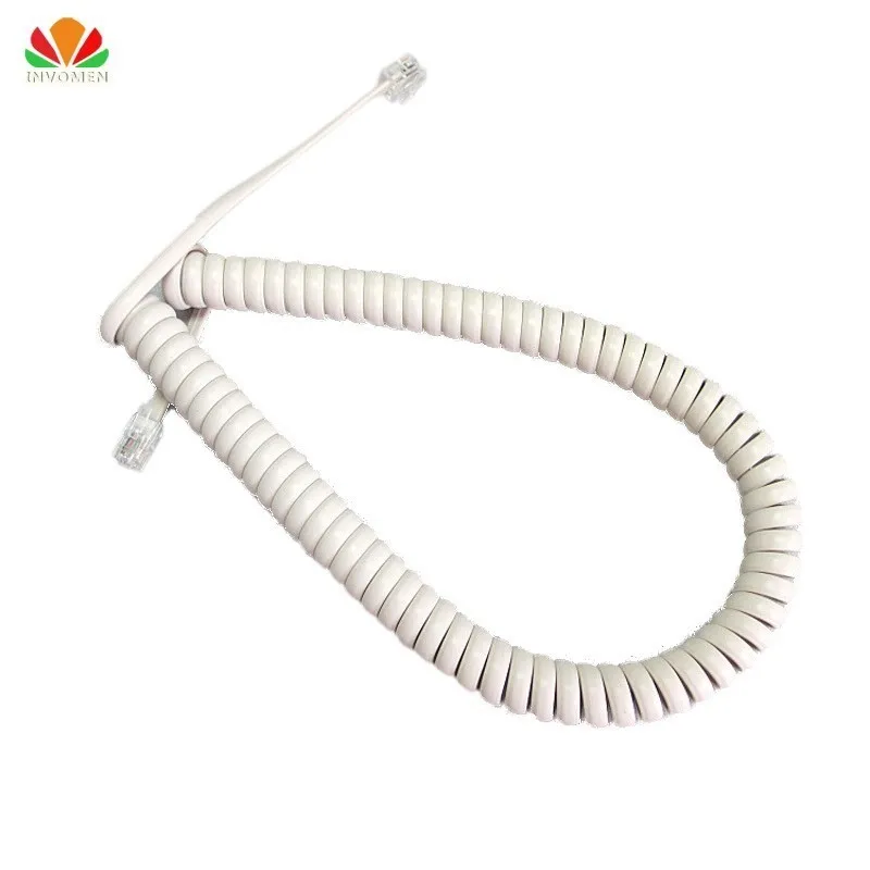 Quality White 35cm Telephone cord pure Copper OFC wire phone volume curve Microphone 4P4C connector telephone cable handset line