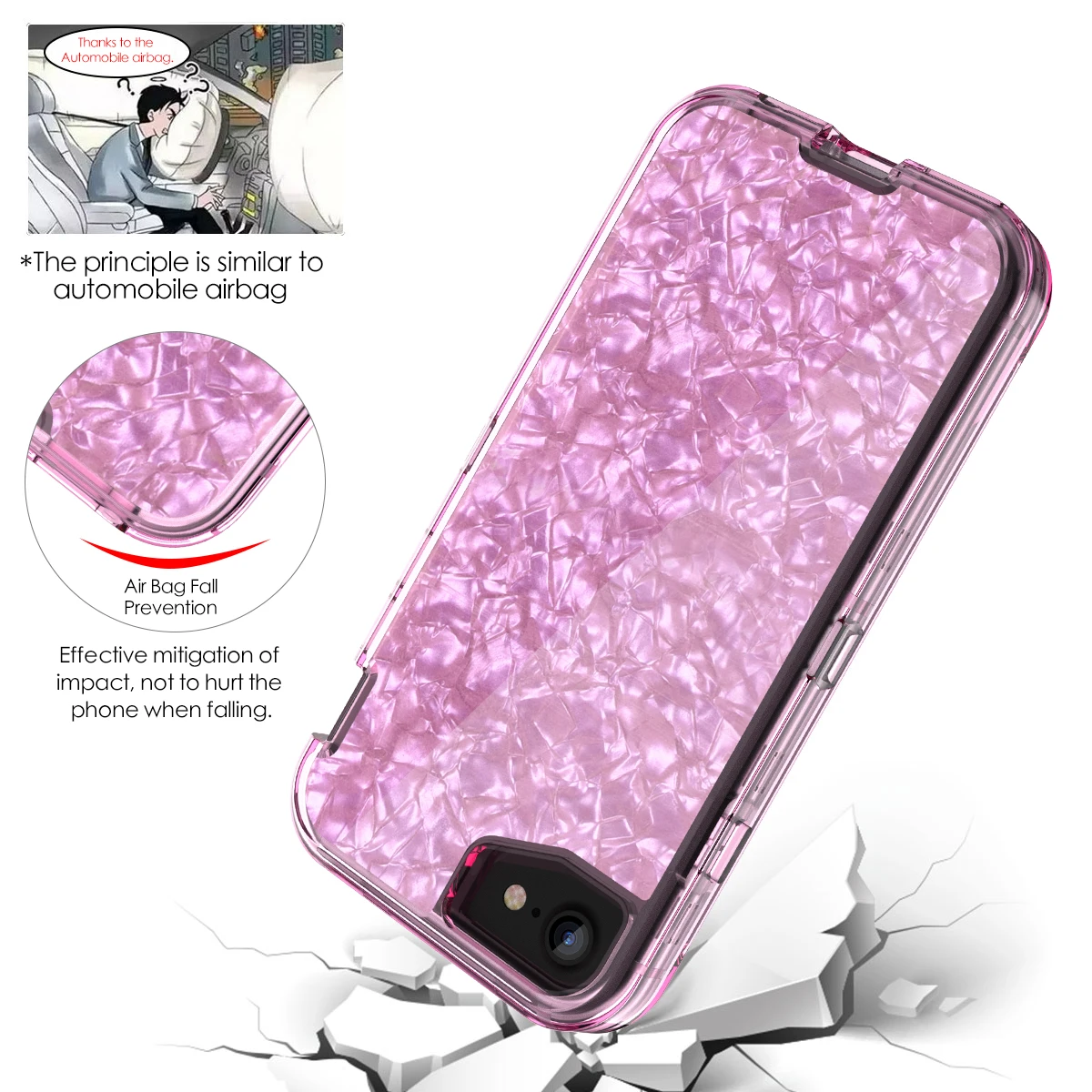 Роскошный чехол для телефона iphone 7 8 6 6s блестящий 3 в 1 Кристальный защитный