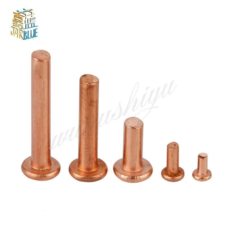 

10pcs M6x8/10/12/14/16/18/20/22/25/30/35/40/45/50mm Length Flat Head Copper Rivets Horizontal Brass Solid Percussion 2017