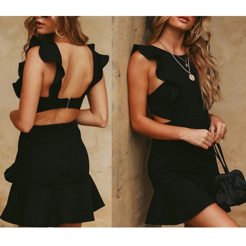 Черное женское Бандажное Платье облегающее платье без рукавов Клубная одежда