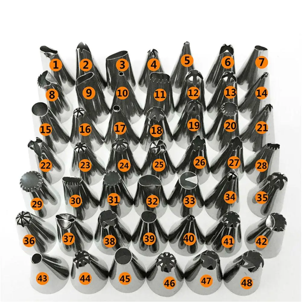 

Cake Decorating 48Pcs/set Good Quality Stainless steel Icing Piping Nozzles Pastry Tips Set Cake Baking Tools