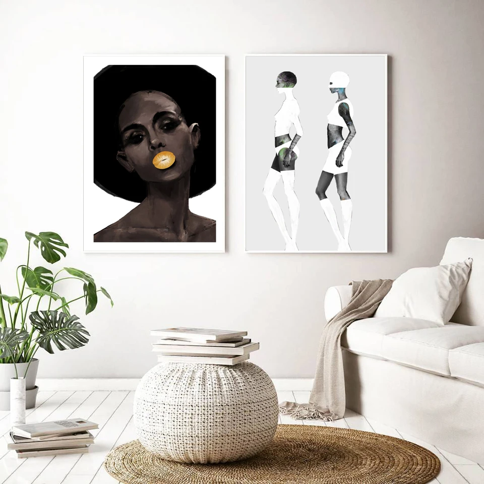 Современный абстрактный Рисунок модный Роза девушка художественный холст с