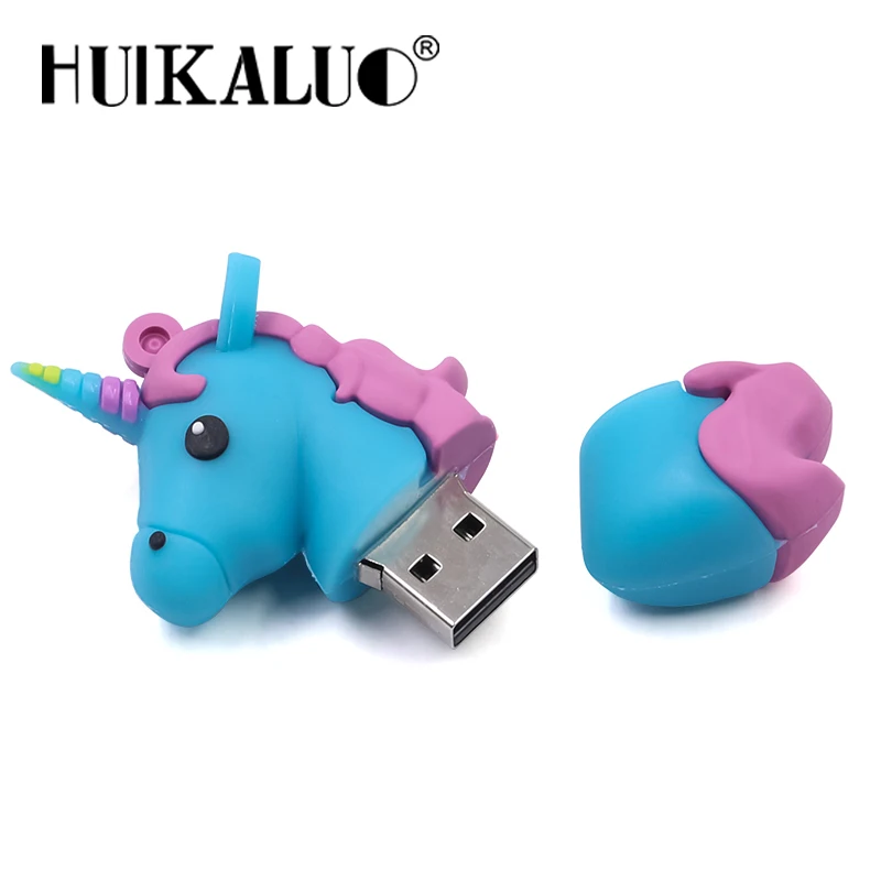 Силиконовый мультяшный Единорог USB флеш накопитель Флешка 128 Гб 64 ручка в стиле