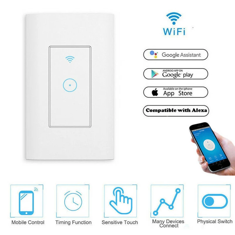 Светодиодный WiFi сенсорный выключатель умный светильник диммер для Alexa Google Home