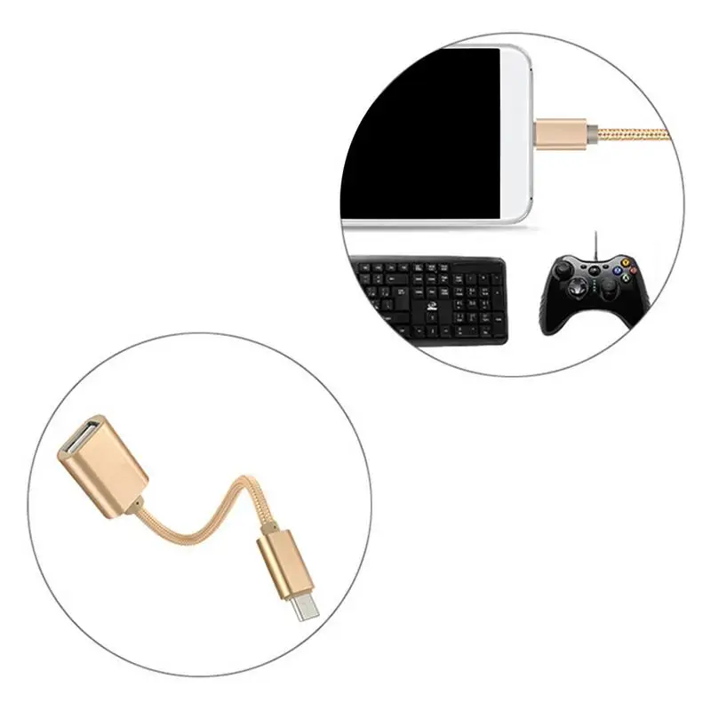 Нейлоновый адаптер Android 5P кабель OTG к USB для передачи данных Соединительная