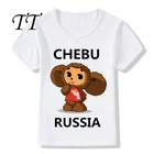 Детская футболка с рисунком Чебурашки, Детская летняя одежда для мальчиков и девочек, HKP5167