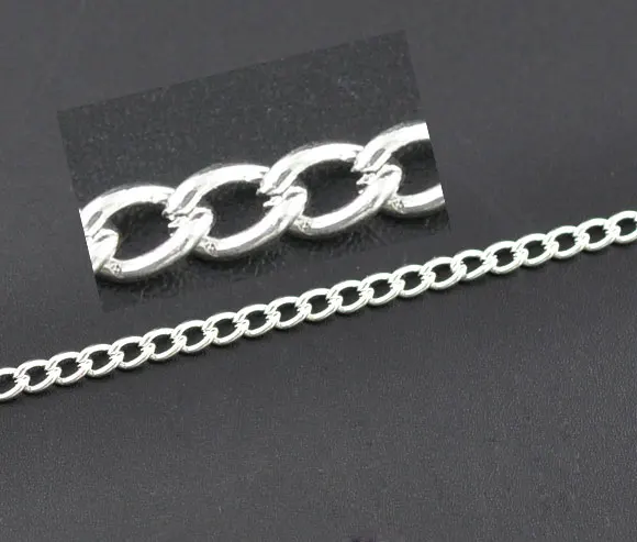 

DoreenBeads 10 м посеребренные звенья-открытые цепи 5x3,3 мм (B09582), yiwu
