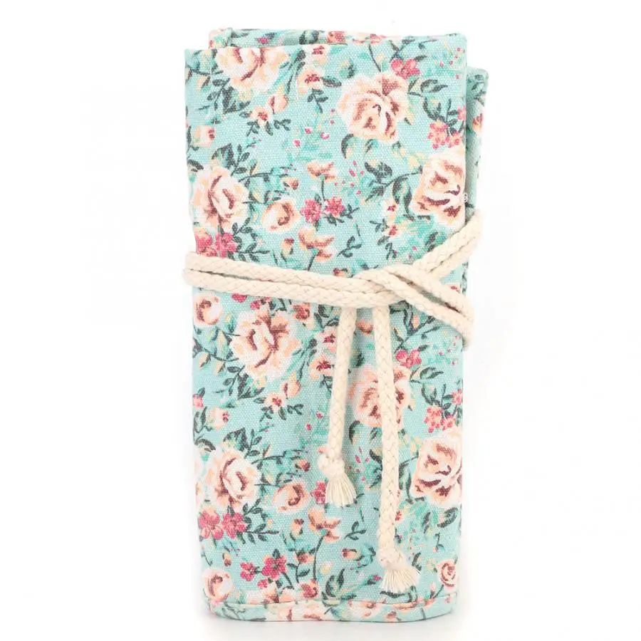 Pencilcase школьные принадлежности цветочный рулон печати макияж карандаш занавес