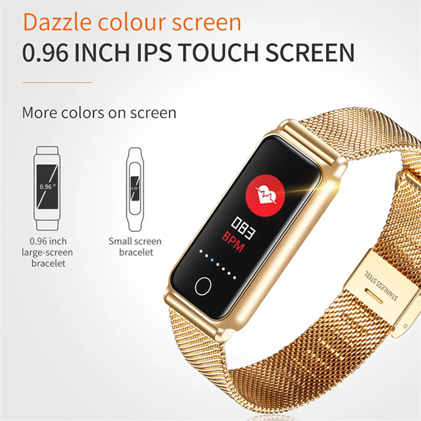 Фитнес-трекер Bluetooth умные часы спортивный браслет из нержавеющей стали