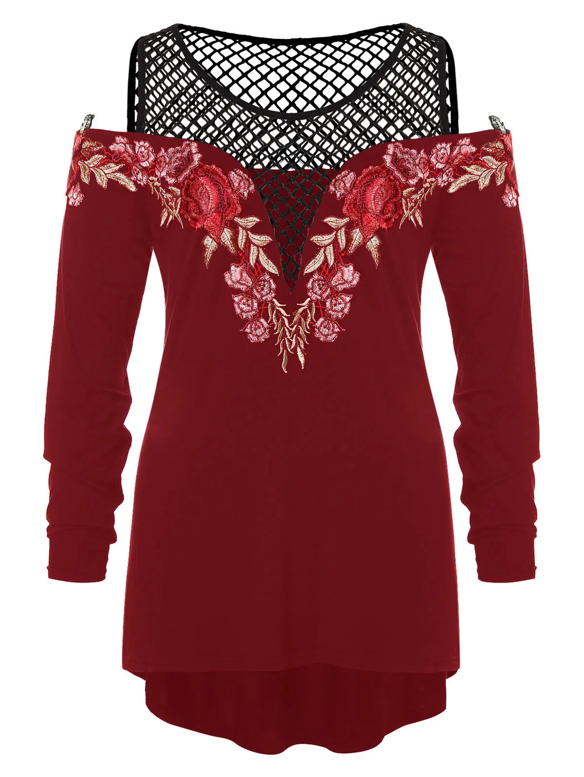 Женская футболка с вышивкой открытыми плечами|Футболки| |