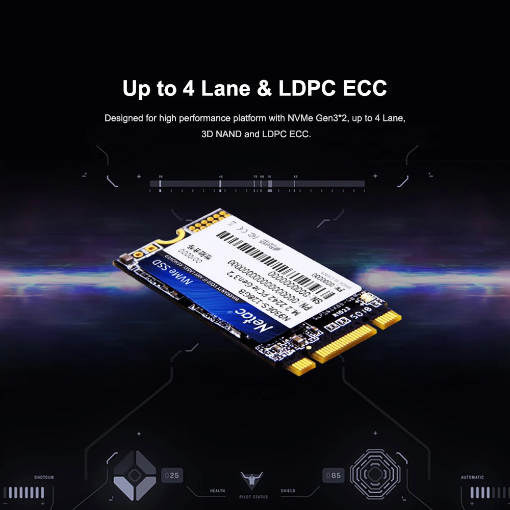 SSD накопитель Netac N930ES NVMe M.2 2242 Gen3 * 2 PCIe 3D MLC/TLC NAND флеш 128 ГБ 256 512 ГБ|Внутренние