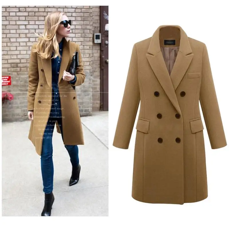 Winter Lapel Wool Coat Trench Jacket Long Parka Overcoat Casual Outwear Abrigos Mujer Invierno Large Size 5XL | Женская одежда