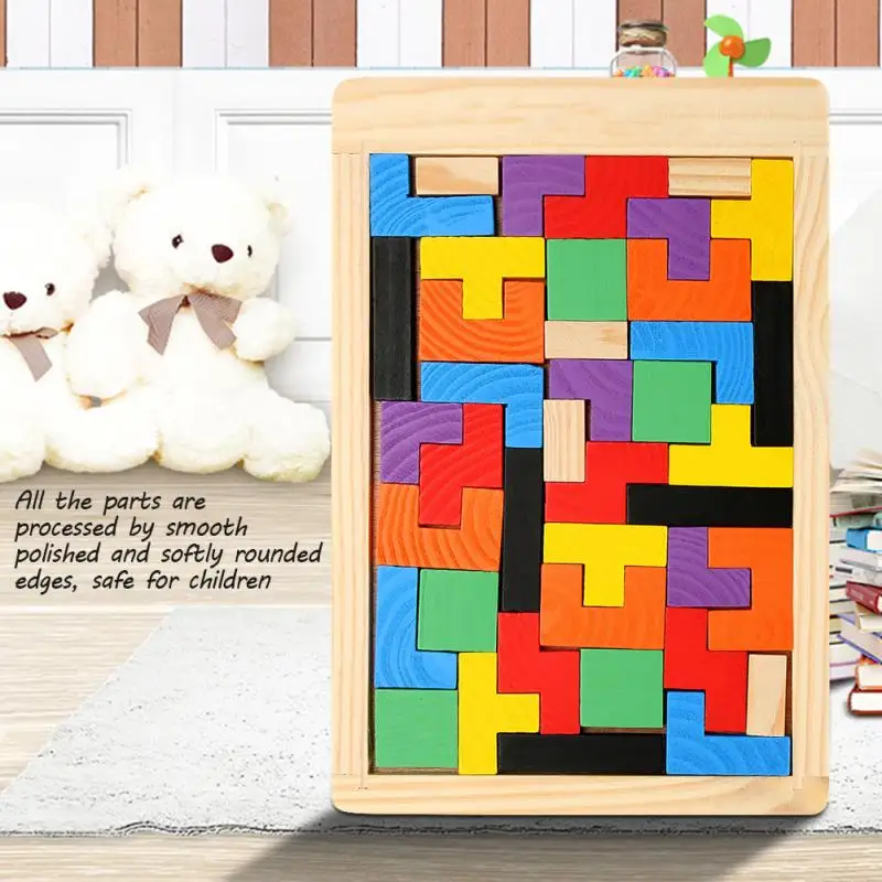 Kids Colorful Jigsaw Board Baby Wooden Tetris Puzzles Toys Children Magination Intellectual Educational For Gift | Игрушки и хобби