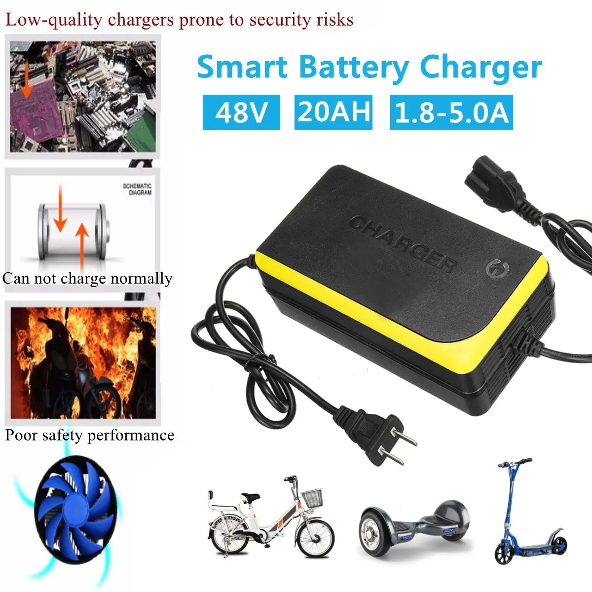 48v 20ah electric bicycle bike scooters motorcycle charger smart power supply lead acid battery charger 48v 1 8a 20ah free global shipping