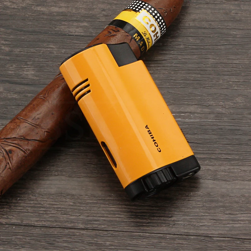 COHIBA зажигалки бутан Газовая зажигалка для сигар металлический ветрозащитный 3