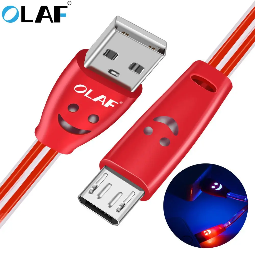 Кабель Micro USB OLAF 1 м светодиодный зарядный кабель для передачи данных Samsung Xiaomi Huawei