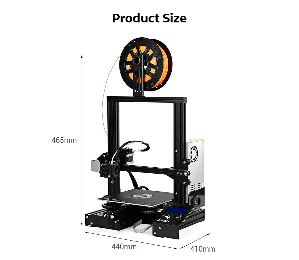 Creality3D Ender 3 Высокоточный 3d принтер DIY набор стальная рамка ЖК дисплей 180 мм/сек.