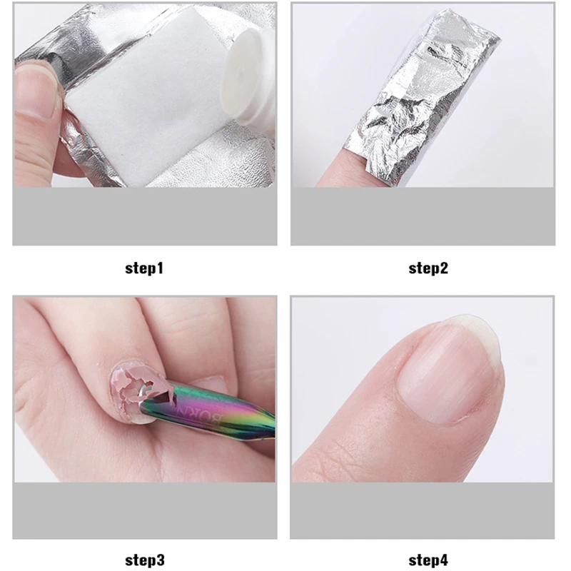 100pcs Aluminum Tinfoil Nail Art Soak Off UV Gel Polish Remove Wraps Remover Beauty Makeup Tool with cotton pad | Красота и здоровье