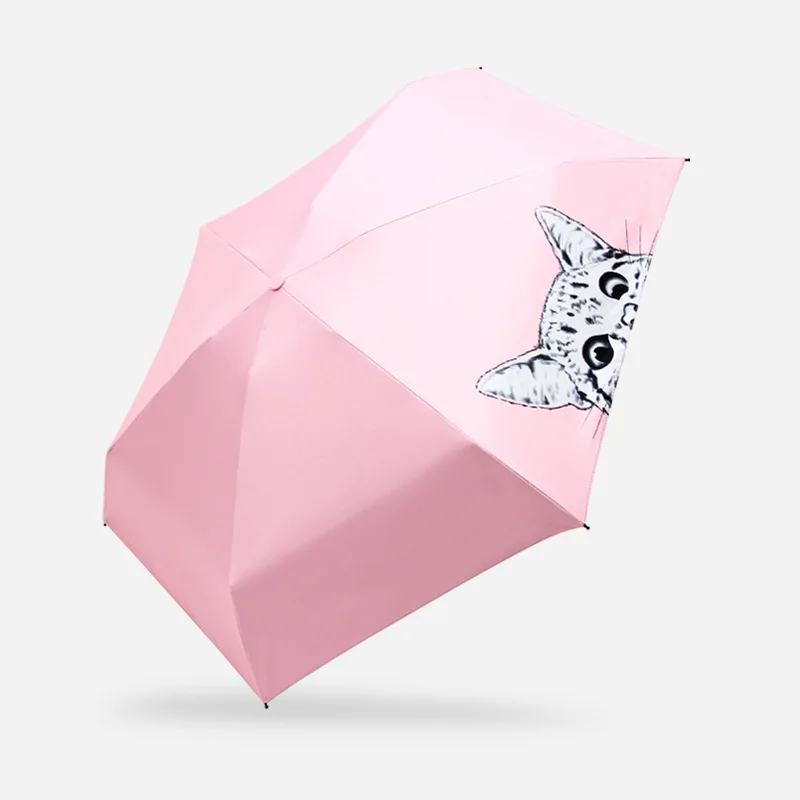 Женская мода кошка зонтик с мультяшками Мини Карманы анти УФ маленький складной