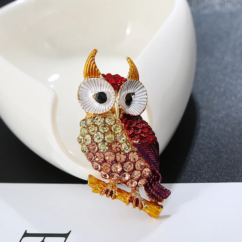 

Owl Crystal brooch Exquisite oil drops animal brooch