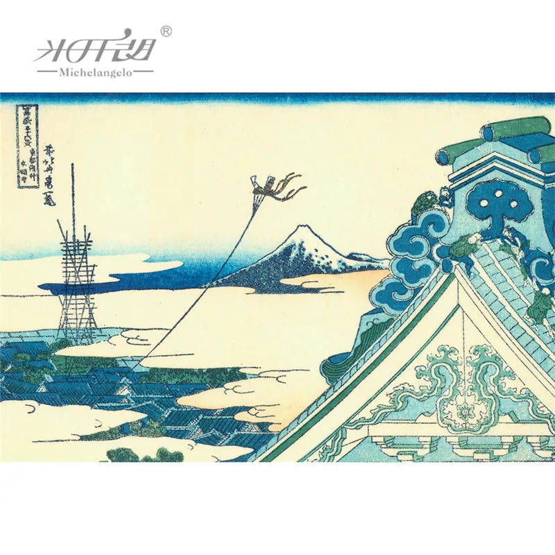 Michelangelo Wooden Jigsaw Puzzle Ukiyoe 36 Views Mount Fuji Toto Asakusa Honganji Temple Hokusai Educational Toy Painting Decor | Игрушки и